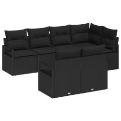 Ensemble de Canap&eacute;s 7 pcs Noir polyrotin