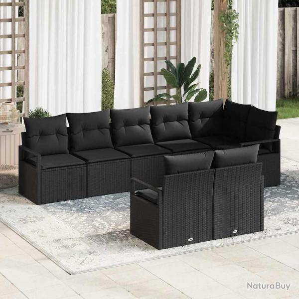 Ensemble de Canap�s 8 pcs Noir polyrotin