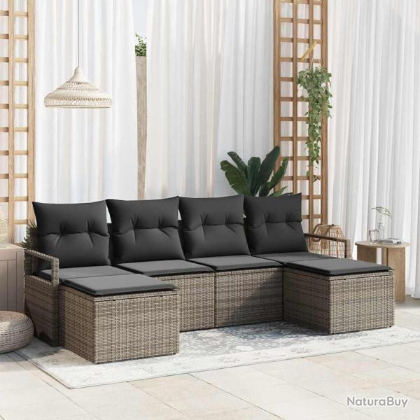 Ensemble de Canap�s 6 pcs Gris polyrotin