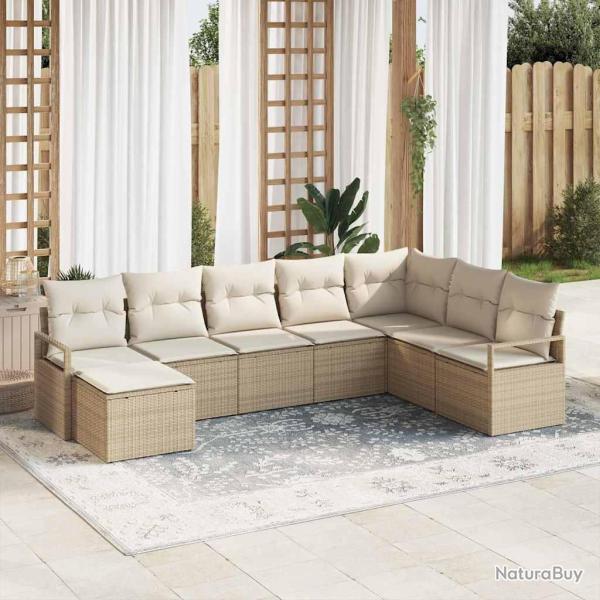 Ensemble de Canap�s avec coussin 8 pcs Beige polyrotin