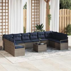 Ensemble de Canap&eacute;s avec coussin 11 pcs Gris polyrotin