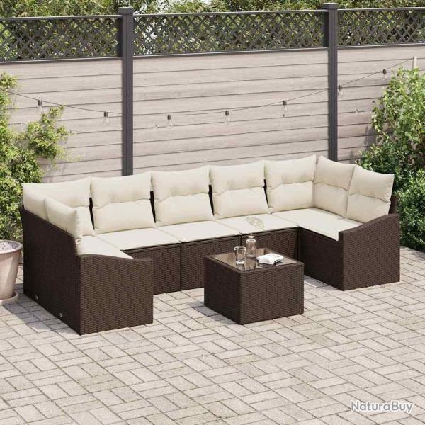 Ensemble de Canap�s Marron et Cr�me 55 x 55 x 37 cm polyrotin