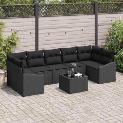 Ensemble de Canap&eacute;s avec coussin Noir 55 x 55 x 37 cm polyrotin