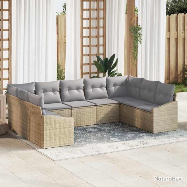 Ensemble de canap�s, 9 pi�ces, polyrotin beige, pour le salon