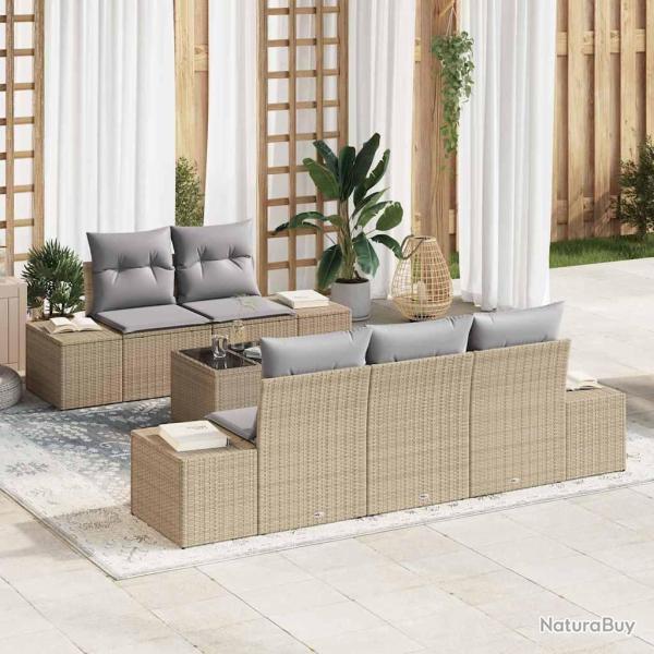 Canap� en rotin et tissu beige, pour le salon