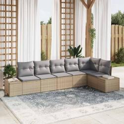 Ensemble de canap&eacute; de 6 pcs Beige et gris polyrotin