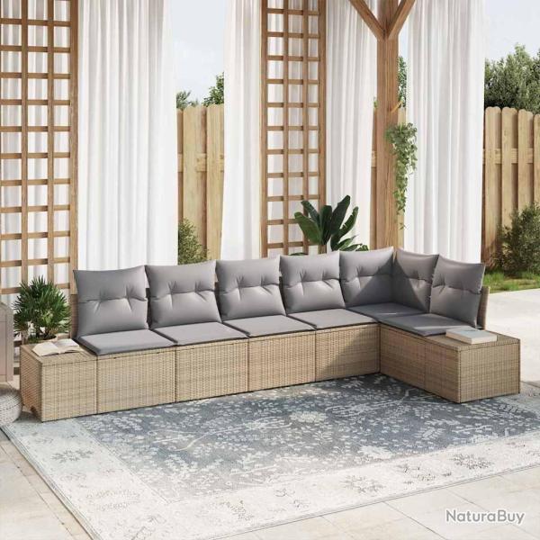 Ensemble de canap� de 6 pcs Beige et gris polyrotin