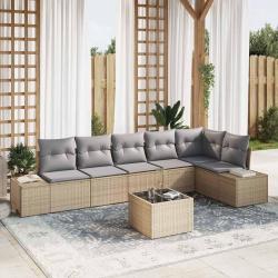 Ensemble de canap&eacute; de 7 pcs Beige et gris polyrotin