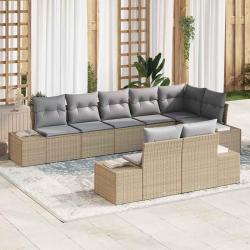 Ensemble de canap&eacute; de 8 pcs Beige et gris polyrotin