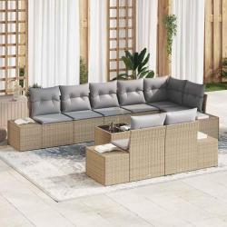 Ensemble de canap&eacute; de 9 pcs Beige et gris polyrotin