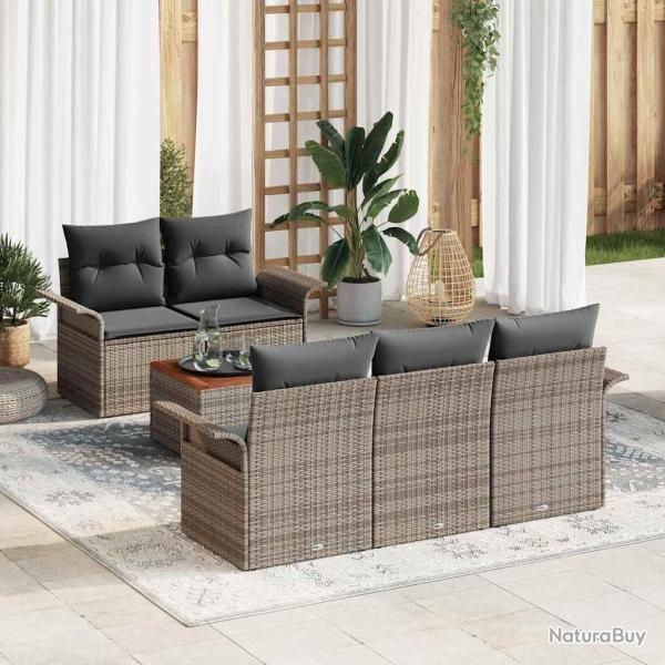 Ensemble de canap� de avec coussin 6 pcs Gris polyrotin
