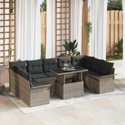Ensemble de canap&eacute; de 10 pcs Gris Poly rotin