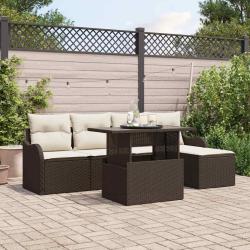Ensemble de si&egrave;ges d'ext&eacute;rieur 6 pcs Marron Poly rotin