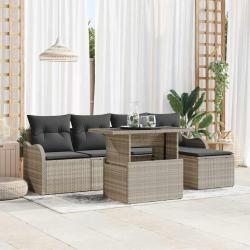 Ensemble de si&egrave;ges d'ext&eacute;rieur 6 pcs Gris clair Poly rotin