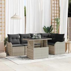 Ensemble de salle &agrave; manger 6 pcs Gris clair Poly rotin