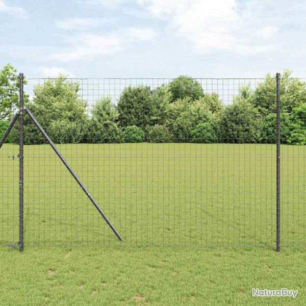 Poteau de cl�ture ench�ss�, 52 pi�ces, gris, pour le jardin, 200 cm