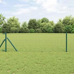 Cl&ocirc;ture avec poteau Vert 0,6 x 50 m Acier et PVC