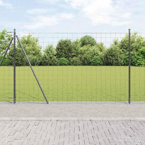 Cl�ture Euro avec Base en B�ton 10 x 1,6 m Gris Maille