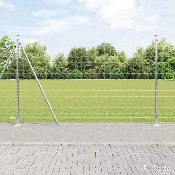 Cl�ture Euro Ext�rieure avec Base en B�ton 10 x 1,5 m Argent�