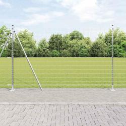Cl&ocirc;ture Euro Ext&eacute;rieure avec Base en B&eacute;ton 10 x 1,6 m Argent&eacute;