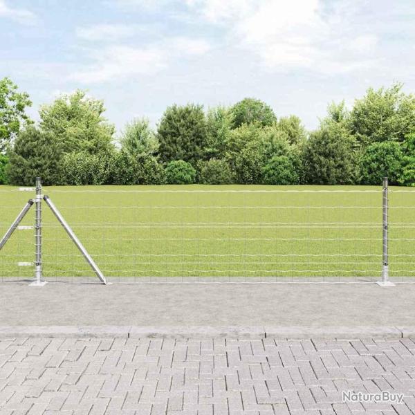 Cl�ture Euro Ext�rieure avec Base en B�ton 25 x 0,4 m Argent�