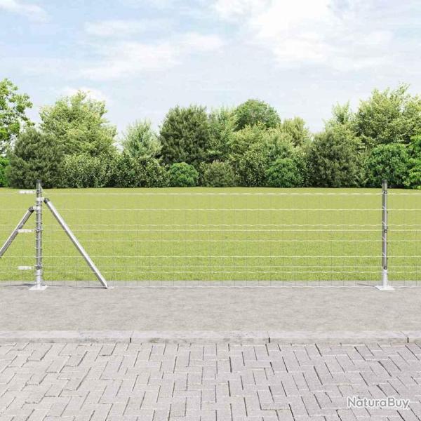 Cl�ture Euro Ext�rieure avec Base en B�ton 50 x 0,4 m Argent�