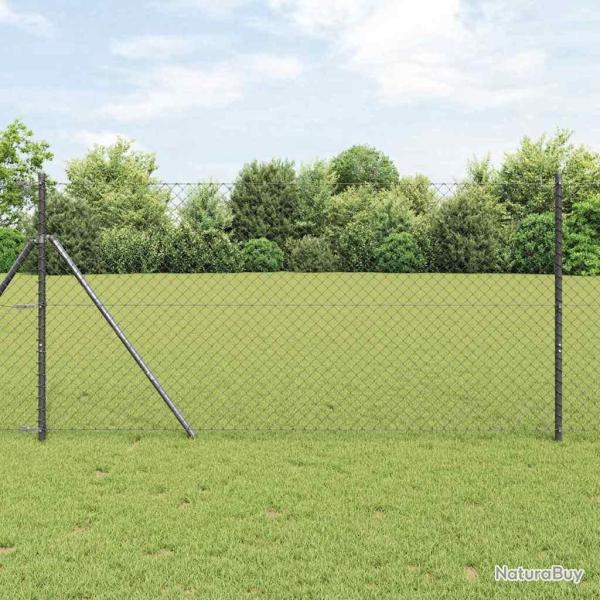 Cl�ture en mailles de cha�ne avec fixation au sol 10 x 1 m Gris