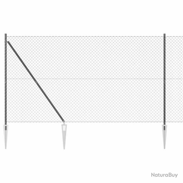 Cl�ture en maillons avec pointes 25 x 1,6 m Gris Maille