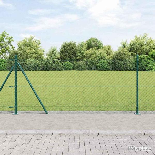 Cl�ture en treillis avec base en b�ton 1 x 25 m Vert Maille