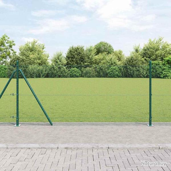 Cl�ture en fil soud� avec base en b�ton 10 x 0,8 m Vert Maille