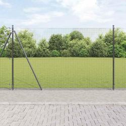 Cl&ocirc;ture en fil soud&eacute; avec base en b&eacute;ton 10 x 1,6 m Gris Maille