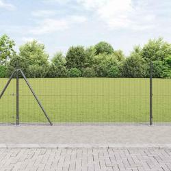 Cl&ocirc;ture en fil soud&eacute; avec base en b&eacute;ton 25 x 0,8 m Gris Maille