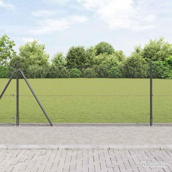 Cl�ture en fil soud� avec base en b�ton 50 x 0,8 m Gris Maille