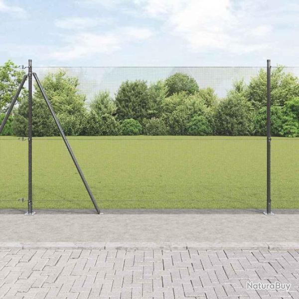 Cl�ture en fil soud� avec base en b�ton 50 x 1,4 m Gris Maille