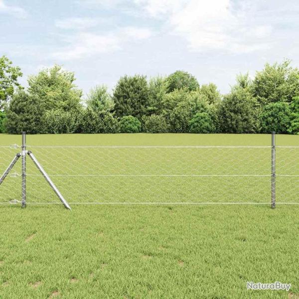 Fixation au sol hexagonale 10 x 0,4 m Acier galvanis� Argent�