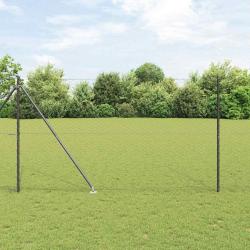 Cl&ocirc;ture hexagonale ext&eacute;rieure avec poteau 25 x 1,5 m Gris