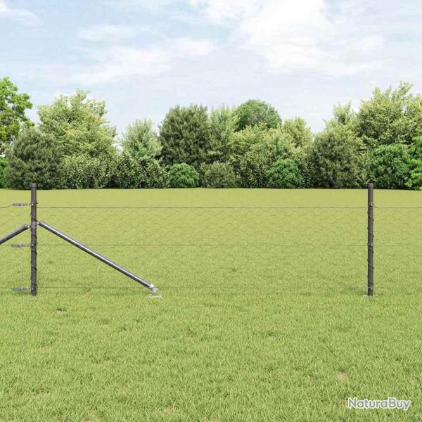 Cl�ture hexagonale avec poteau 100 x 0,4 m Gris Maille