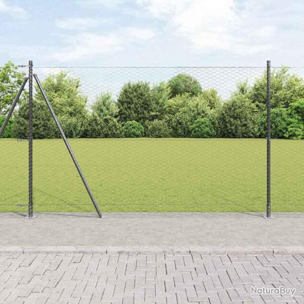 Cl�ture hexagonale avec base en b�ton 10 x 1,5 m Gris Maille