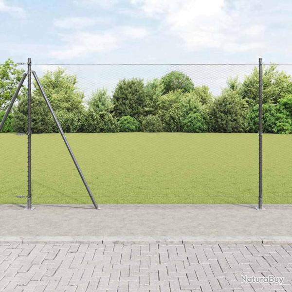 Cl�ture hexagonale avec base en b�ton 100 x 1,6 m Gris Maille