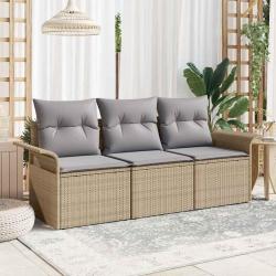 Ensemble de canap&eacute; de 3 pcs Beige Poly rotin