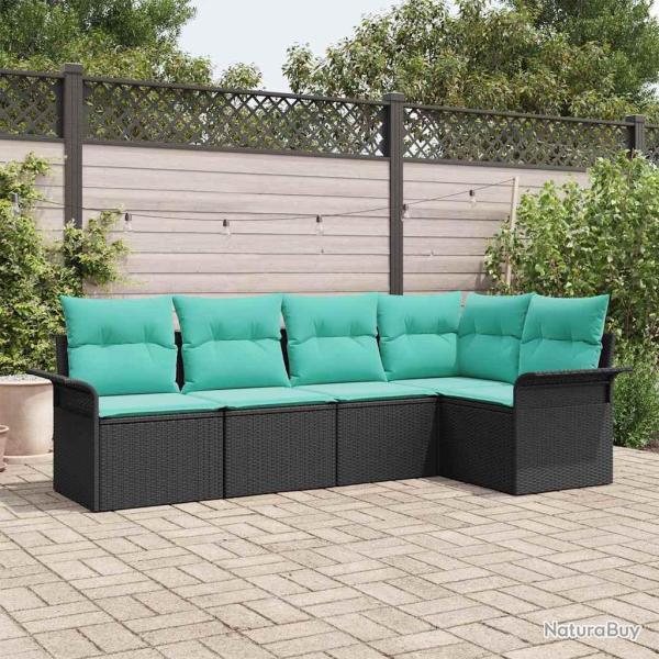 Ensemble de canap� de avec stockage 5 pcs Noir polyrotin
