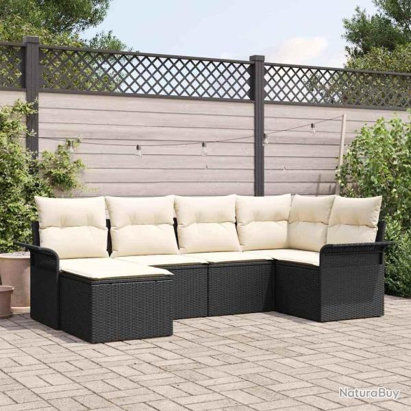 Ensemble de canap� de avec stockage 6 pcs Noir polyrotin
