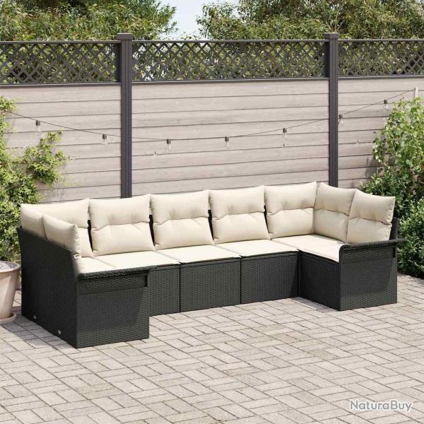 Ensemble de canap� de 7 pcs Noir Poly rotin