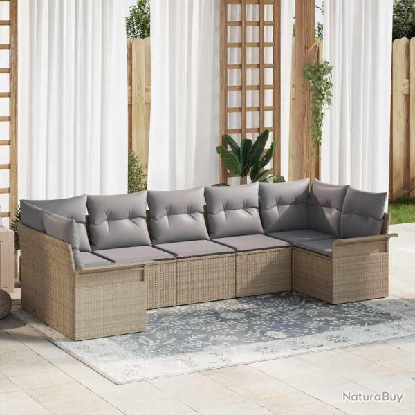 Ensemble de canap� de 7 pcs Beige Poly rotin