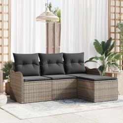 Ensemble de canap&eacute; de avec stockage 4 pcs Gris polyrotin