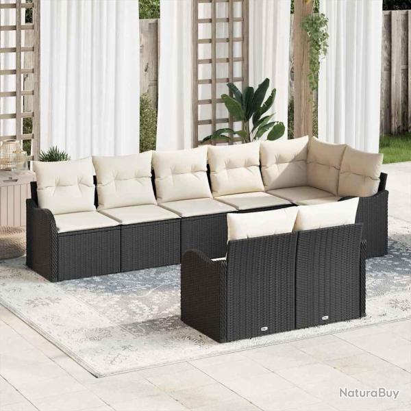 Ensemble de canap� de 8 pcs Noir et Blanc polyrotin