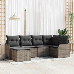 Ensemble de canap&eacute; de avec coussin 6 pcs Gris Poly rotin