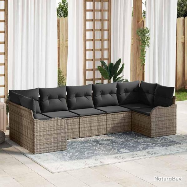 Ensemble de canap� de 7 pcs Gris Poly rotin