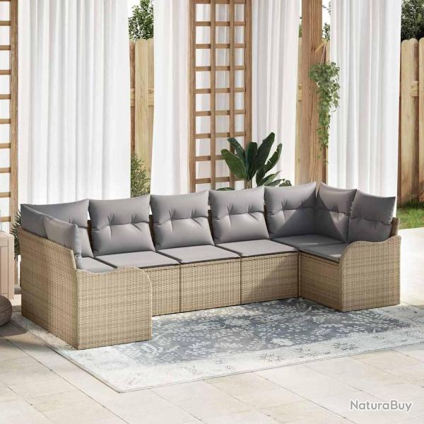Ensemble de canap� de 7 pcs beige et gris clair