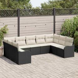 Ensemble de canap&eacute; de 9 pcs Noir et blanc polyrotin
